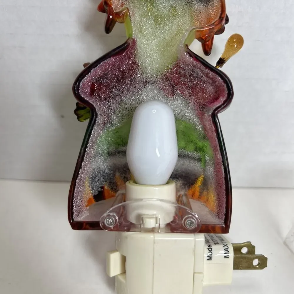 Colorful Translucent Witch Holding Spoon & Fish & Green Bubbling Brew Nightlight